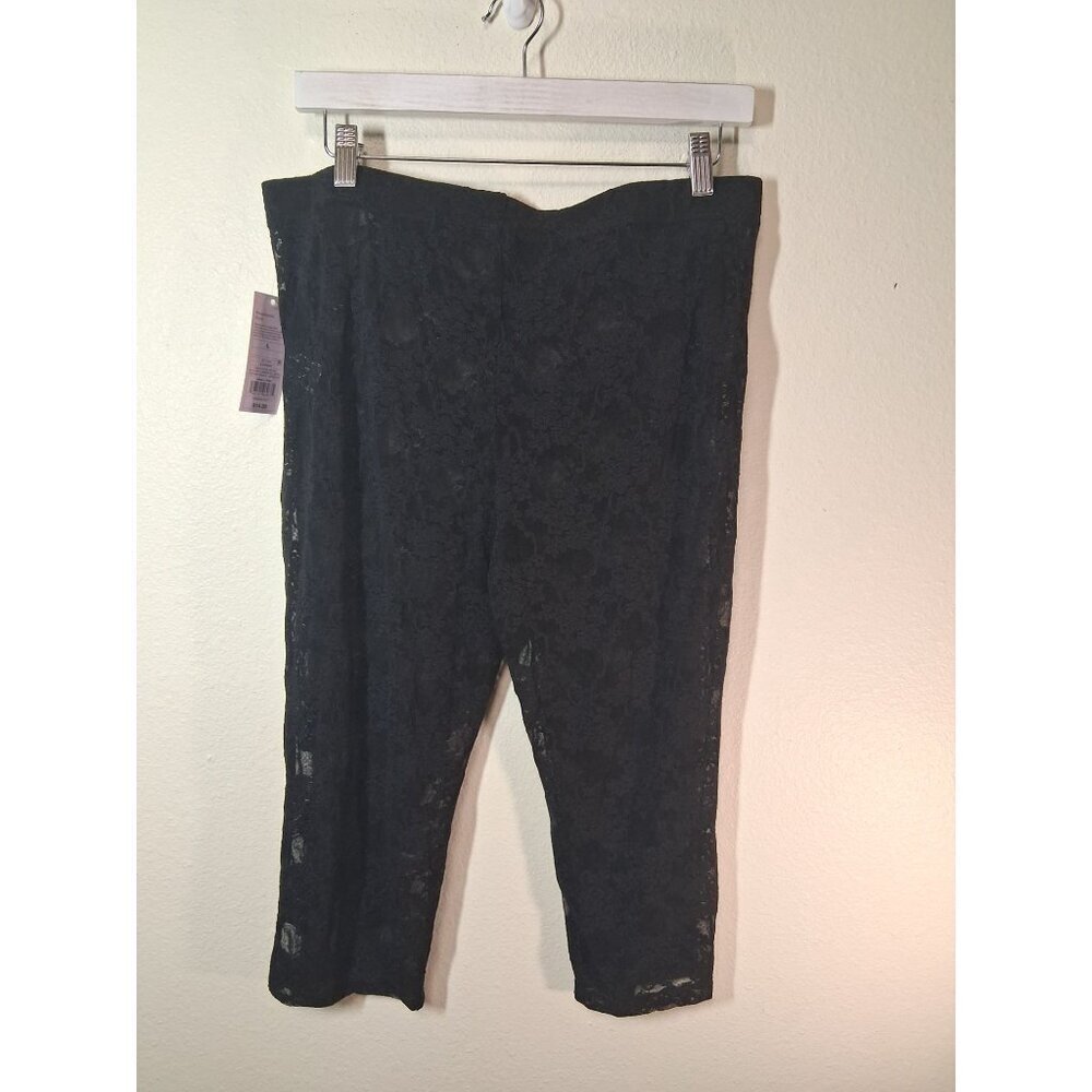 NWT Wild Fable Lace Pants Boho Sheer Cottage Casual Floral Black Size Large - Picture 3 of 7